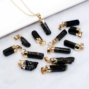 Gold Dipped Black Tourmaline Necklace