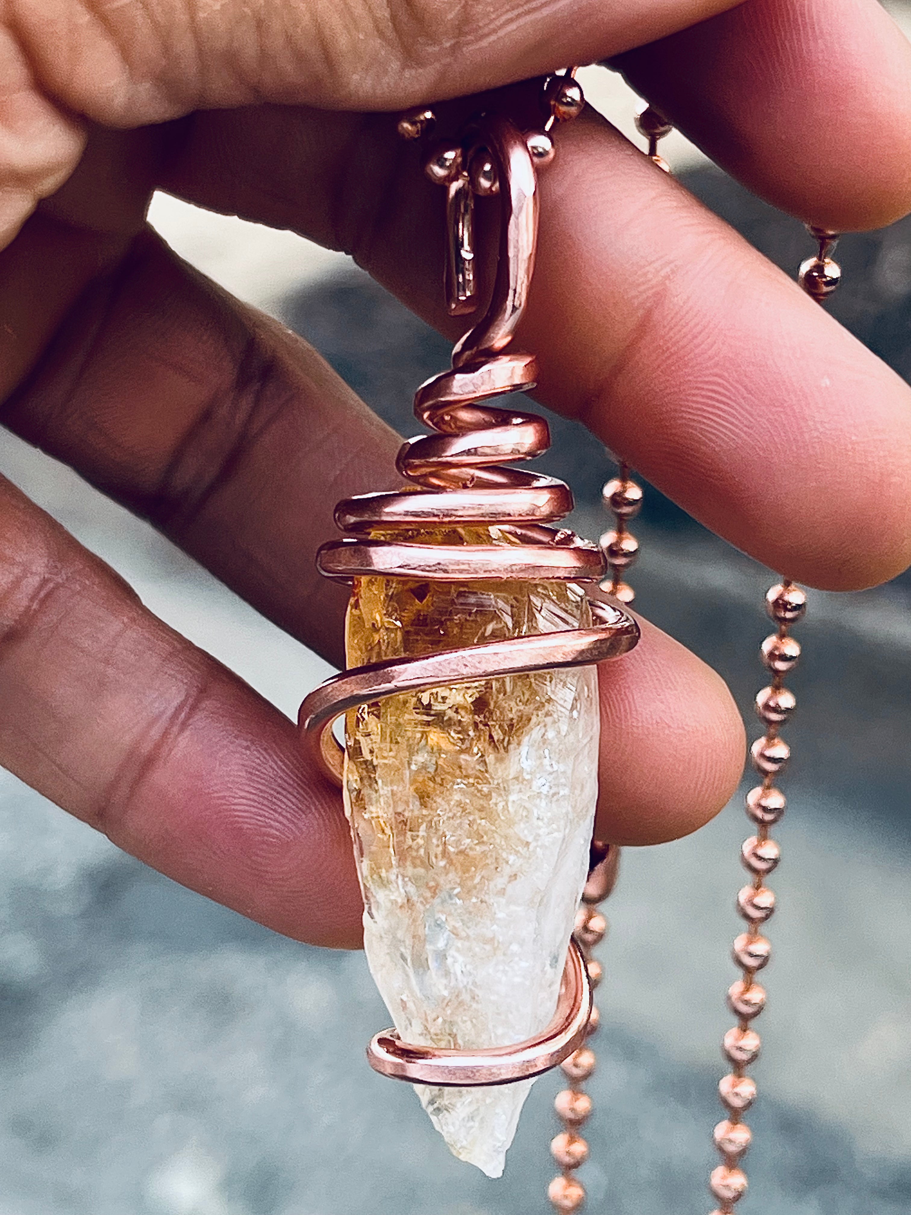 Copper Wrapped Citrine Necklace