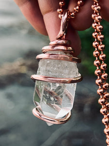 Copper Wrapped Quartz Necklace