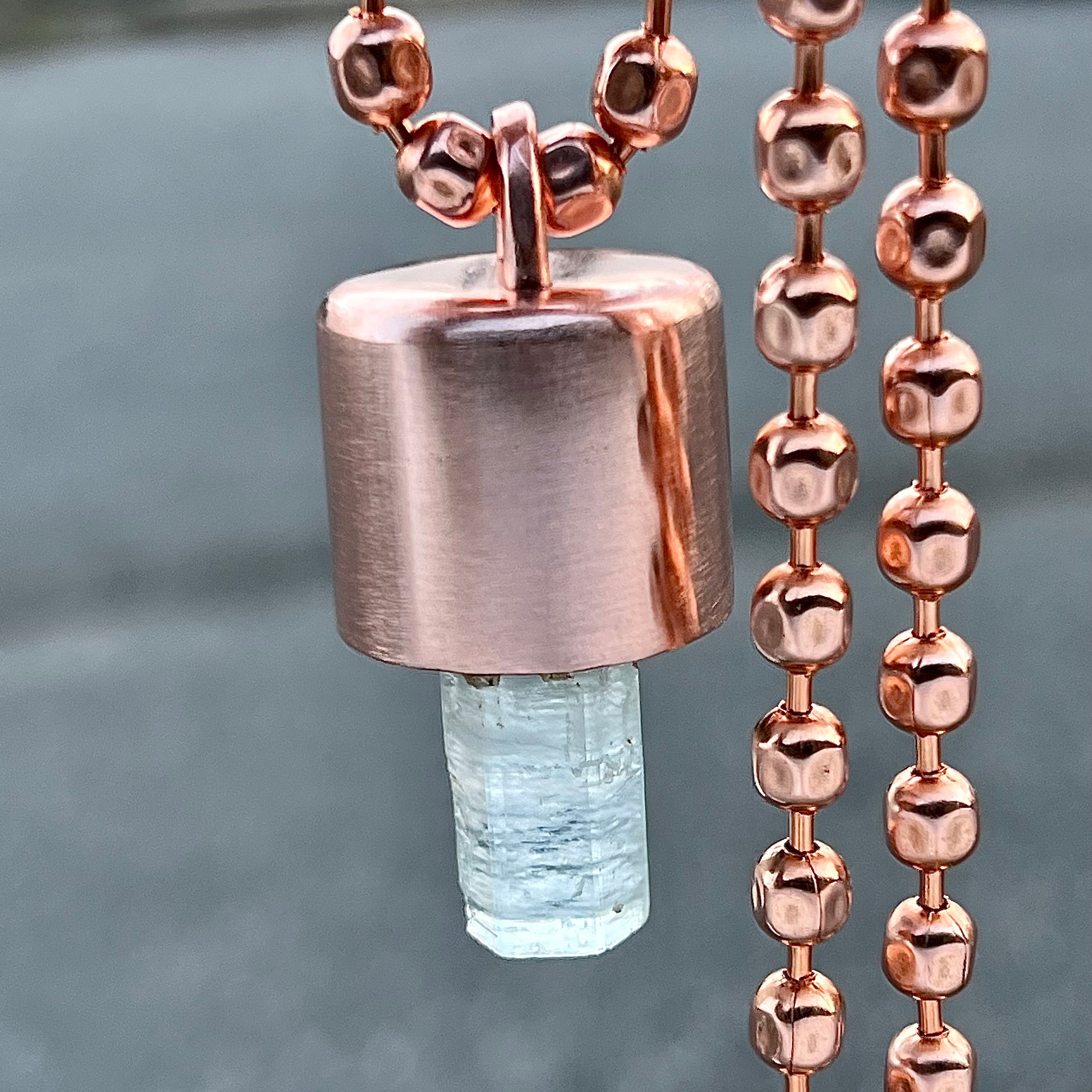 Aquamarine Crystal Key Necklace