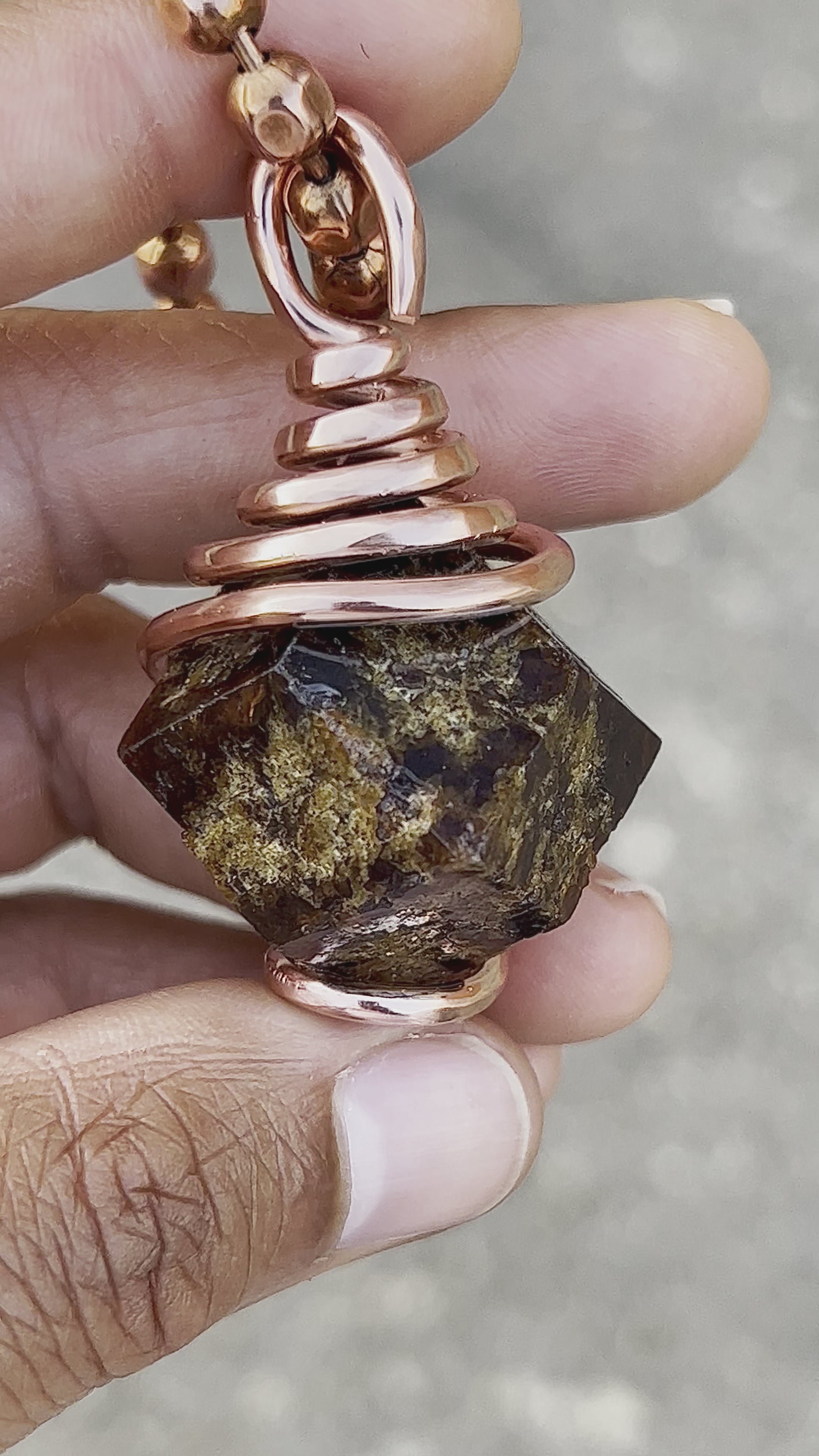 Copper Wrapped Andradite Garnet Necklace