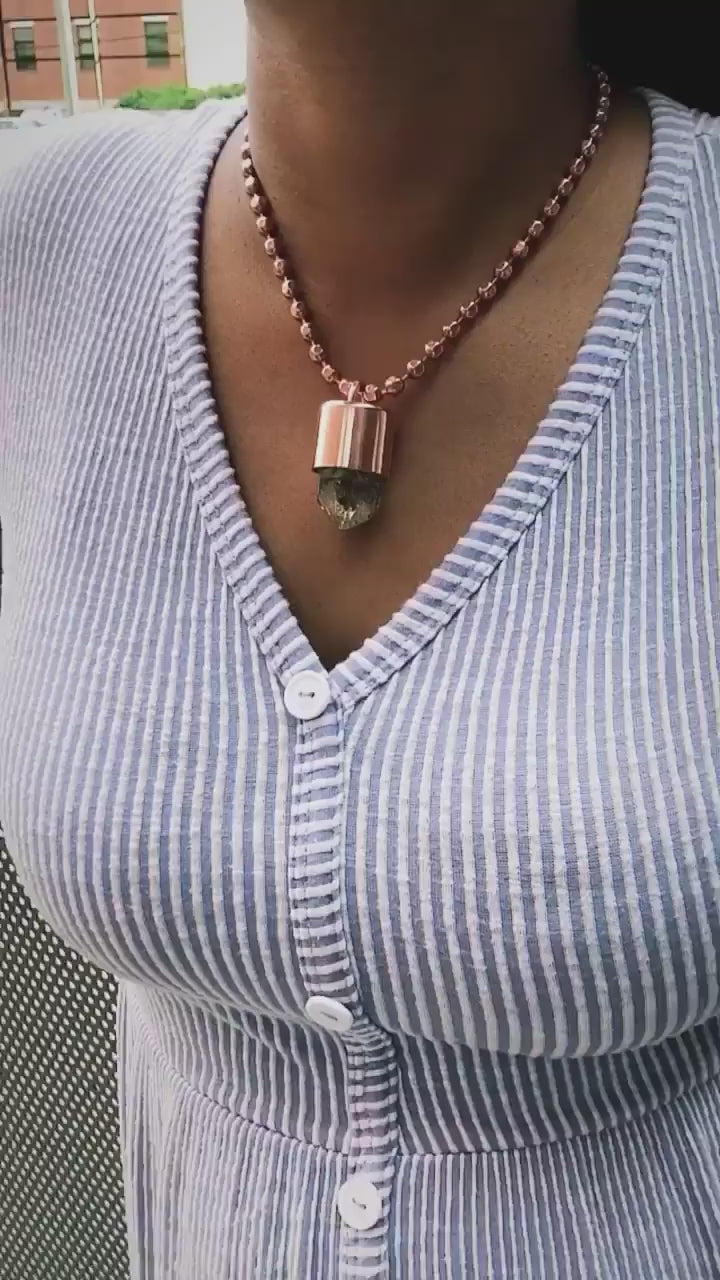 Herkimer Diamond Crystal Key Necklace