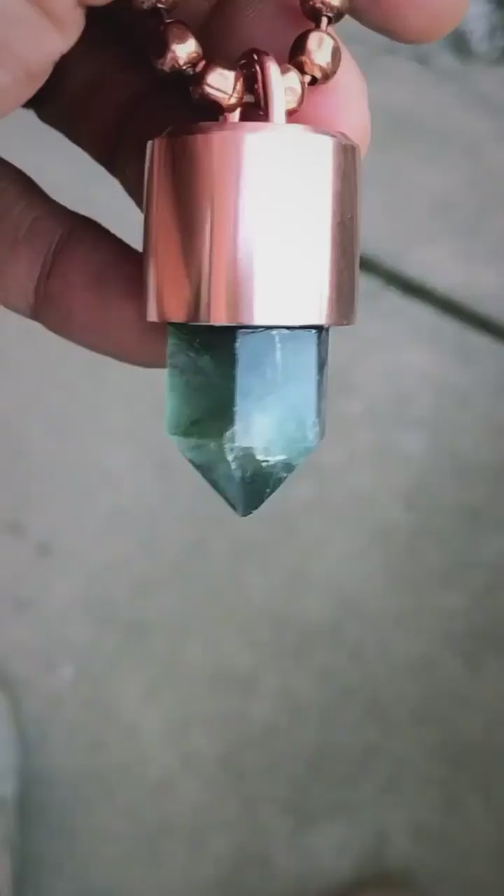 Green Fluorite Crystal Key Necklace