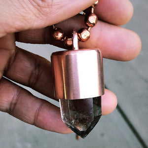 Smoky Quartz Crystal Key Necklace