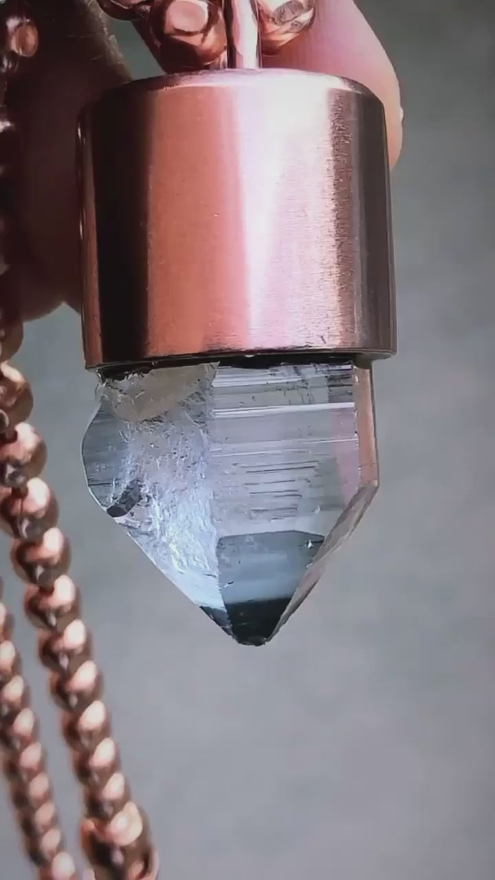 Lemurian Quartz Crystal Key Necklace