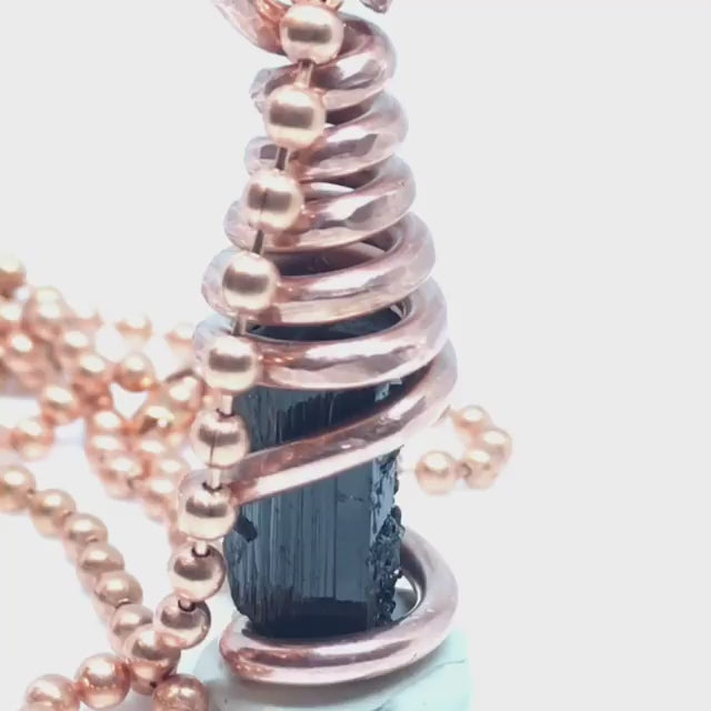 Copper Wrapped Black Tourmaline Necklace
