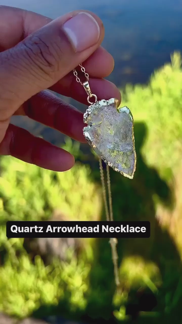 Gold Plated Quartz Arrowhead Necklace