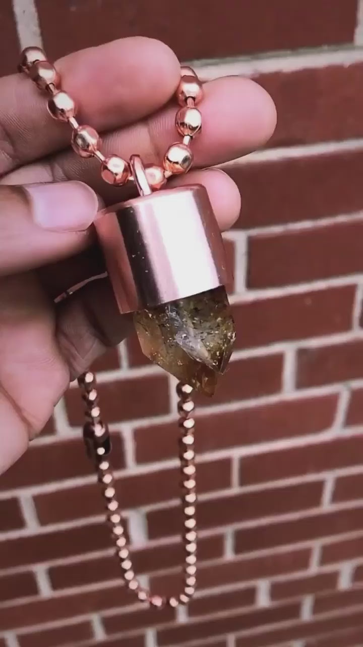 Citrine Crystal Key Necklace