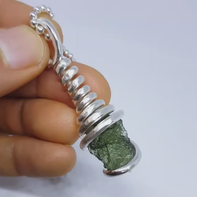 Pure Silver Wrapped Moldavite