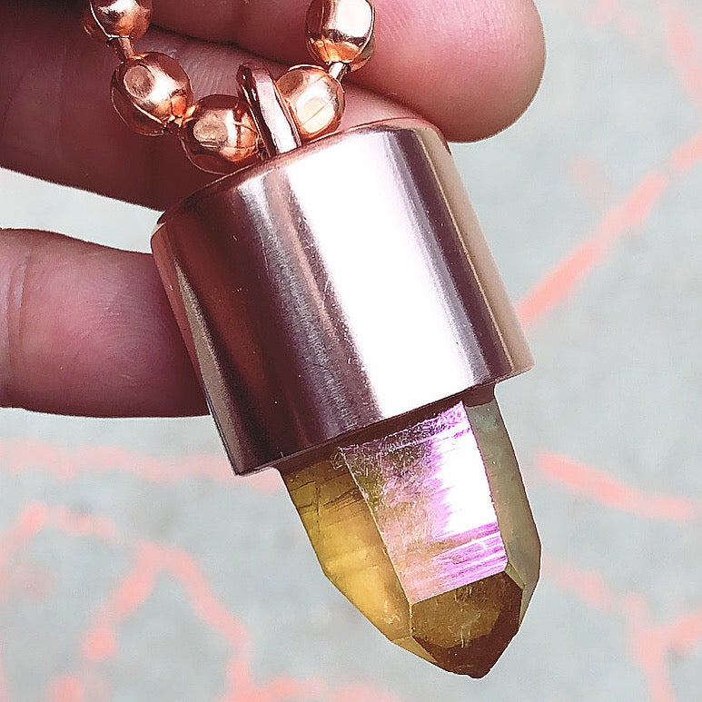 Tangerine Aura Quartz Crystal Key Necklace (LA Collector’s Edition)
