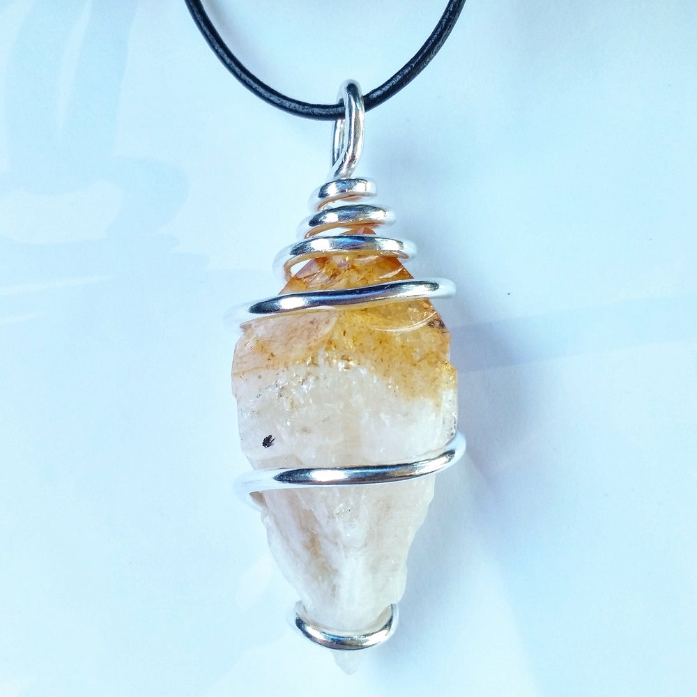 Silver Wrapped Citrine Necklace