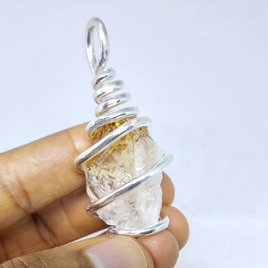 Silver Wrapped Citrine Necklace