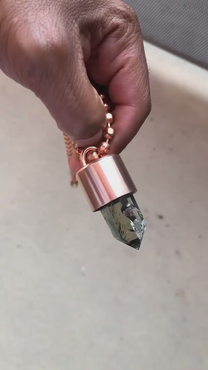Green Quartz Crystal Key Necklace