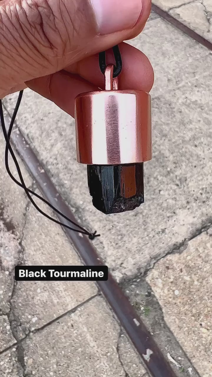 Black Tourmaline Crystal Key Necklace