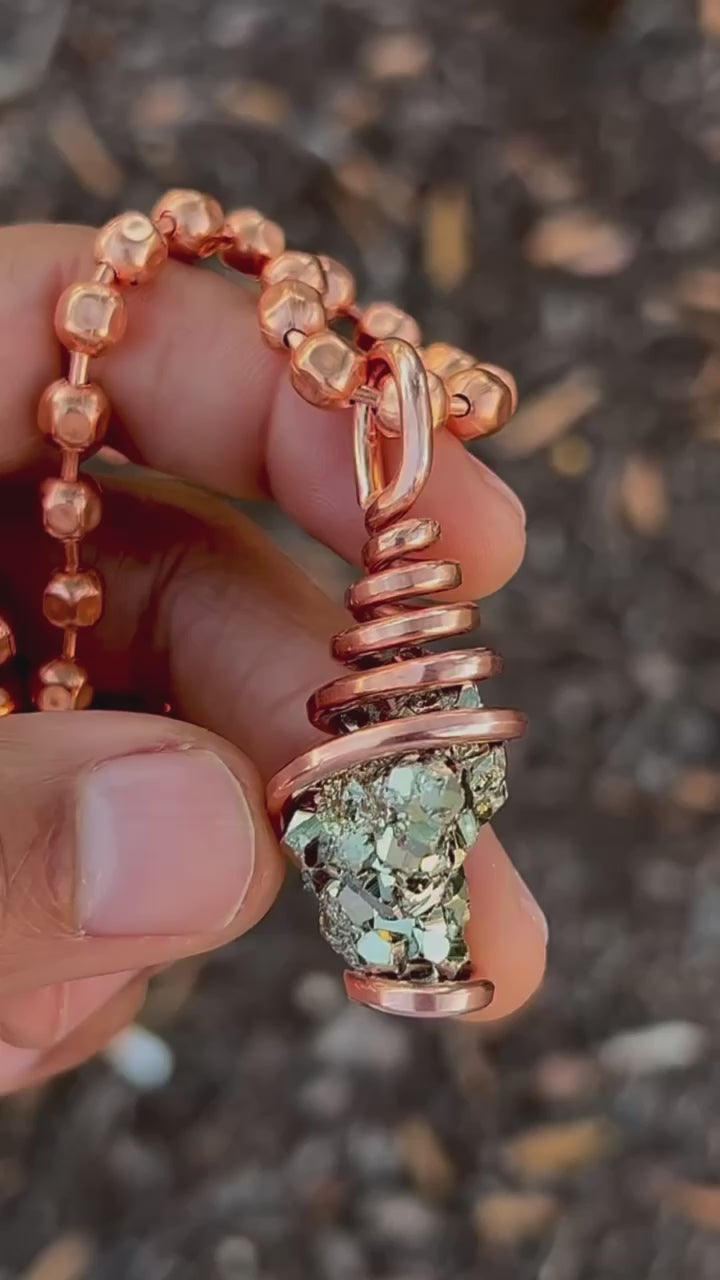 Copper Wrapped Peruvian Pyrite Necklace