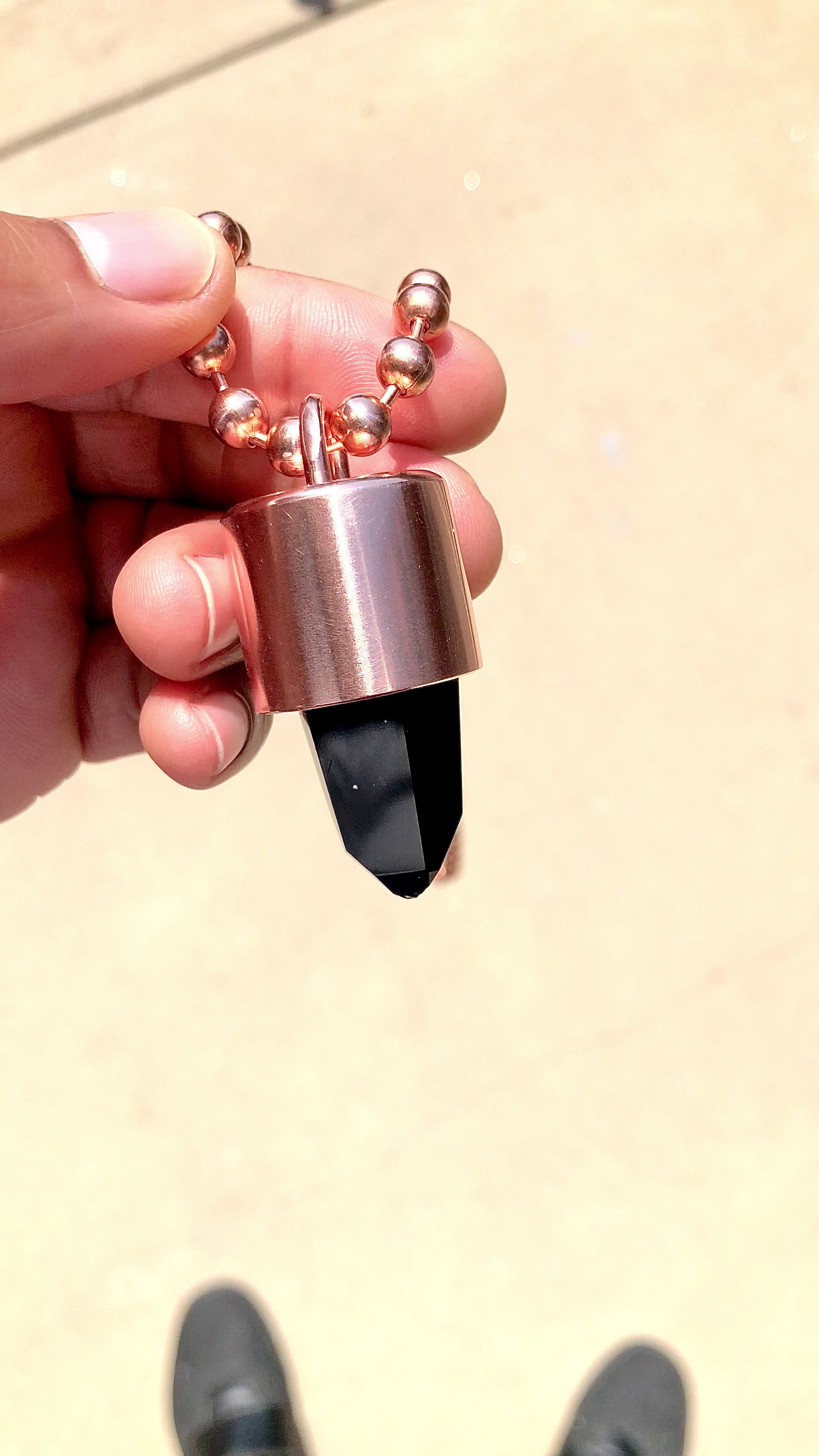 Black Obsidian Crystal Key Necklace