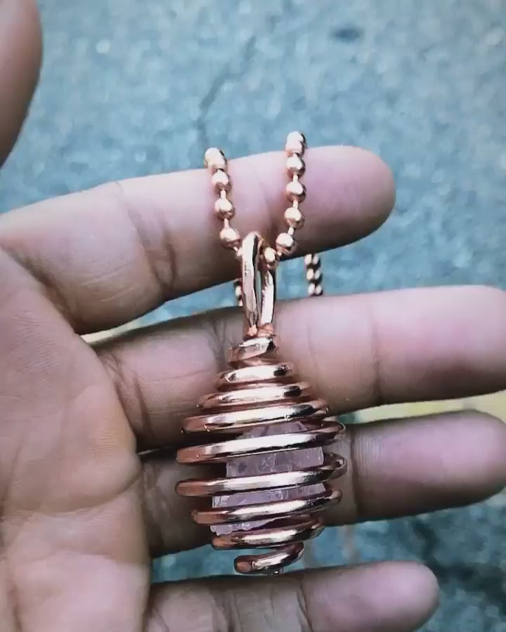 Rose Quartz Crystal Hive Necklace