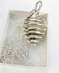 Pure Silver Moldavite Crystal Hive Necklace
