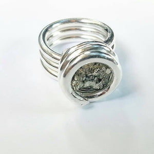 .999 Fine Silver Peruvian Pyrite Nugget Ring