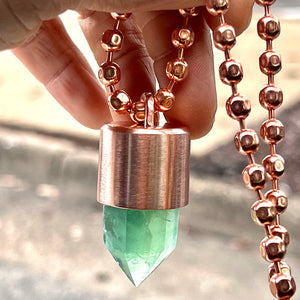 Green Fluorite Crystal Key Necklace