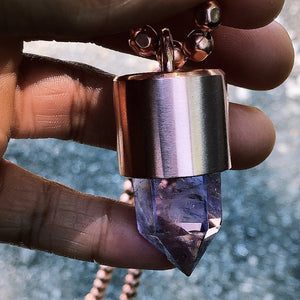 Amethyst Crystal Key Necklace