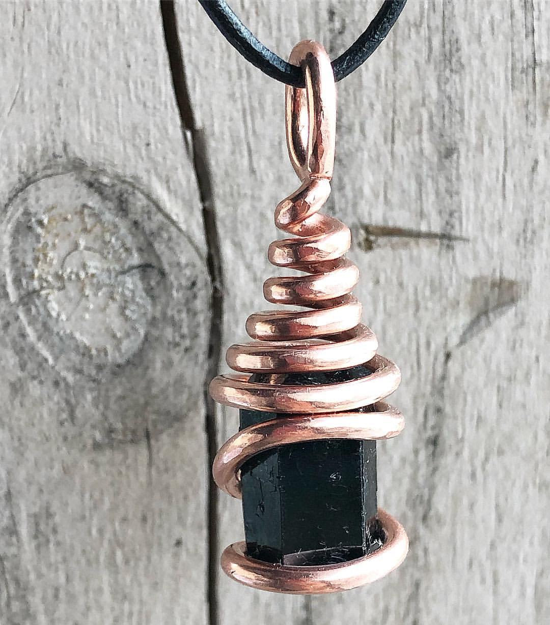 Copper Wrapped Black Tourmaline Necklace