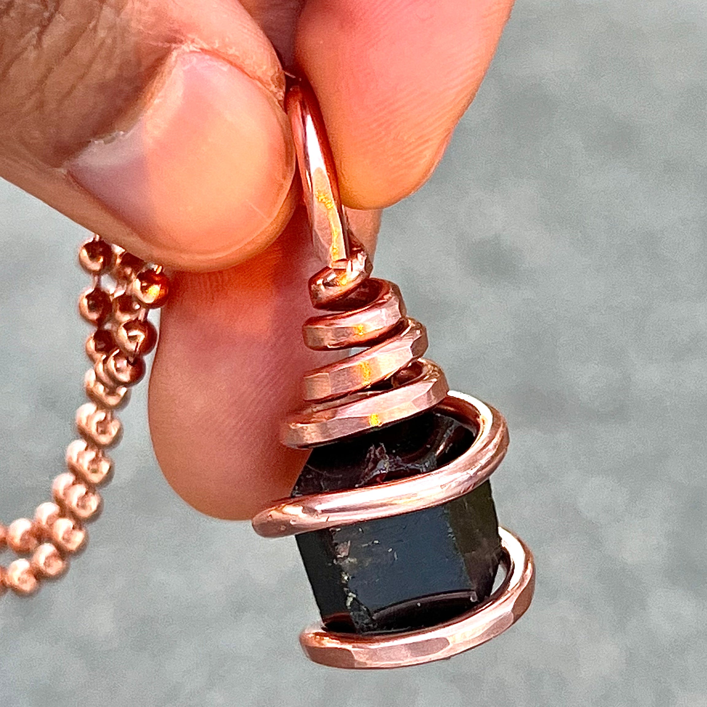 Copper Wrapped Faceted Garnet Necklace