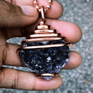 Copper Wrapped Amethyst Heart Cluster