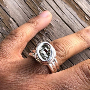 .999 Fine Silver Peruvian Pyrite Nugget Ring