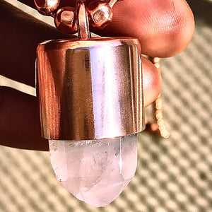 Rose Quartz Crystal Key Necklace