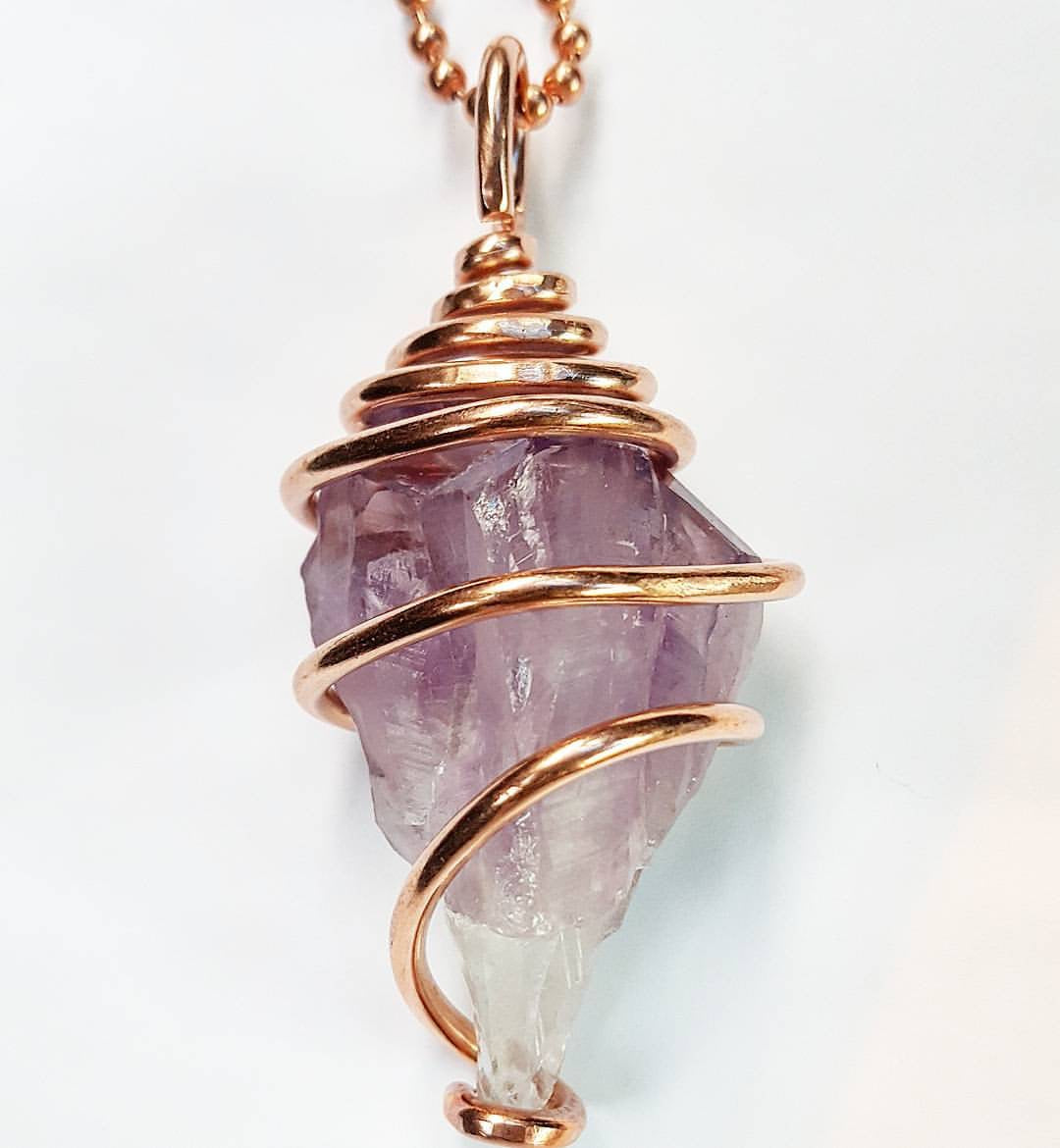 Copper Wrapped Amethyst Necklace