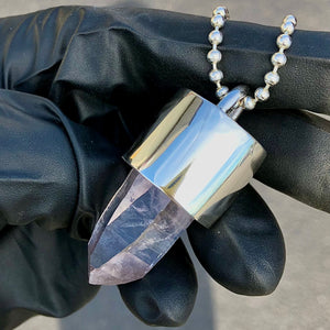 Silver Vera Cruz Amethyst Crystal Key Necklace