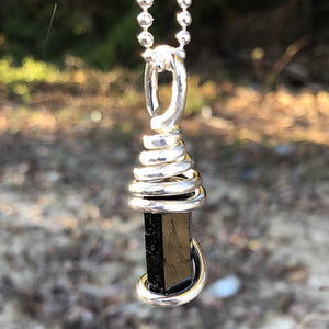 Pure Silver Wrapped Black Tourmaline Necklace