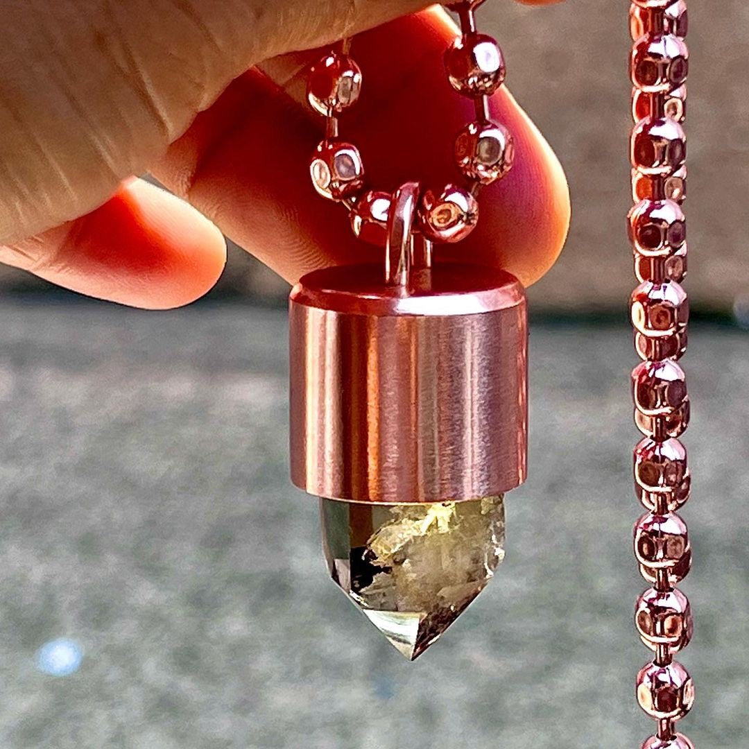 Citrine Crystal Key Necklace