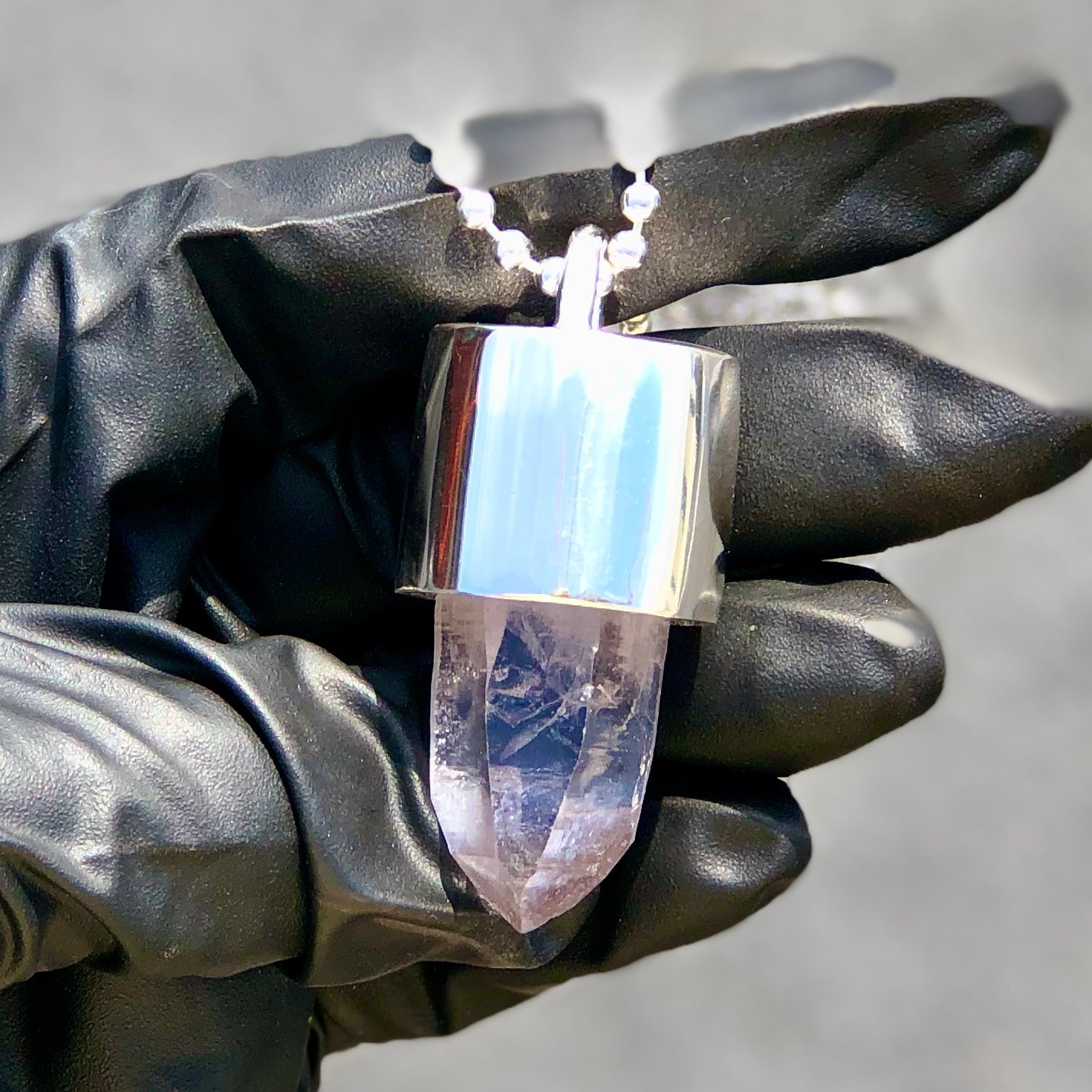 Silver Vera Cruz Amethyst Crystal Key Necklace