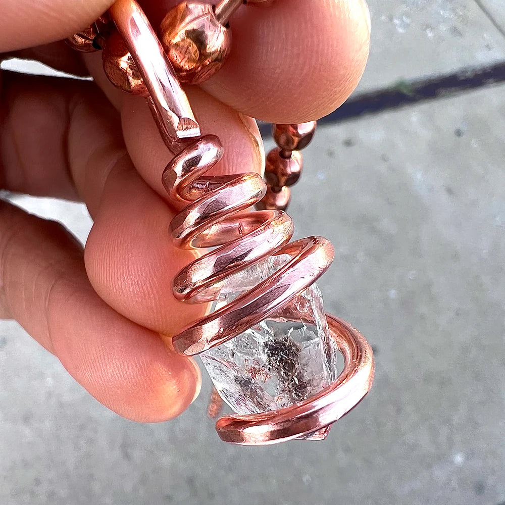 Copper Wrapped Herkimer Diamond Necklace