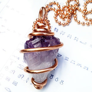 Copper Wrapped Amethyst Necklace