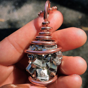 Copper Wrapped Peruvian Pyrite Necklace