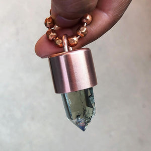 Green Quartz Crystal Key Necklace